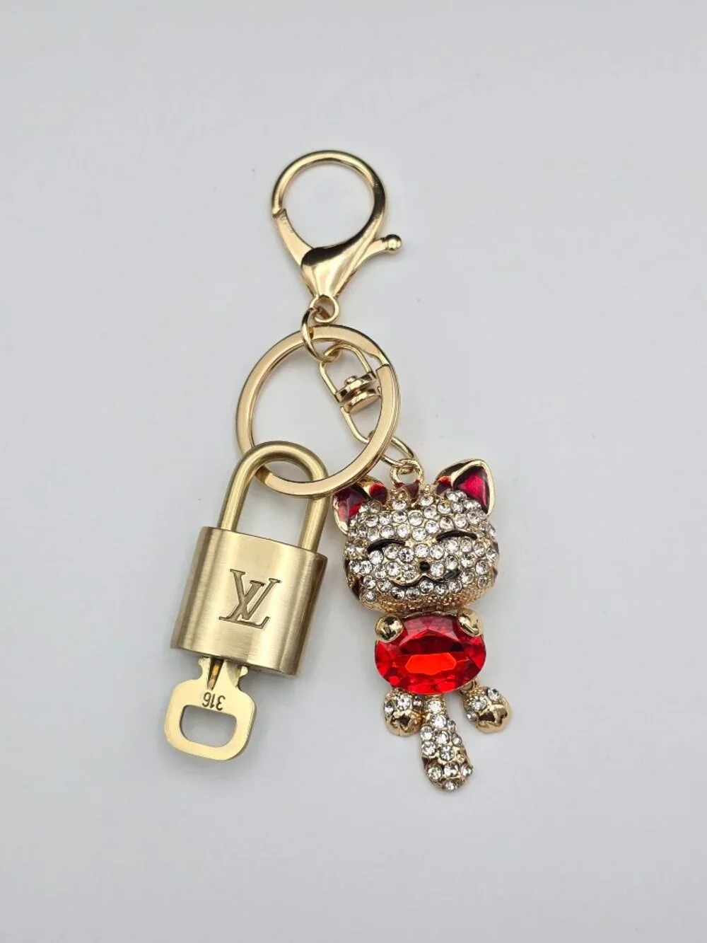 Authentic LV Gold Padlock & Key 🔑 Unbranded Cat Bag Charm / Keychain Combo